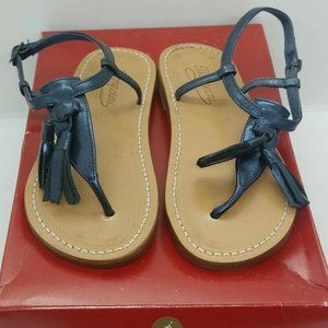 Bonpoint leather BLUE strap metallic Sandals